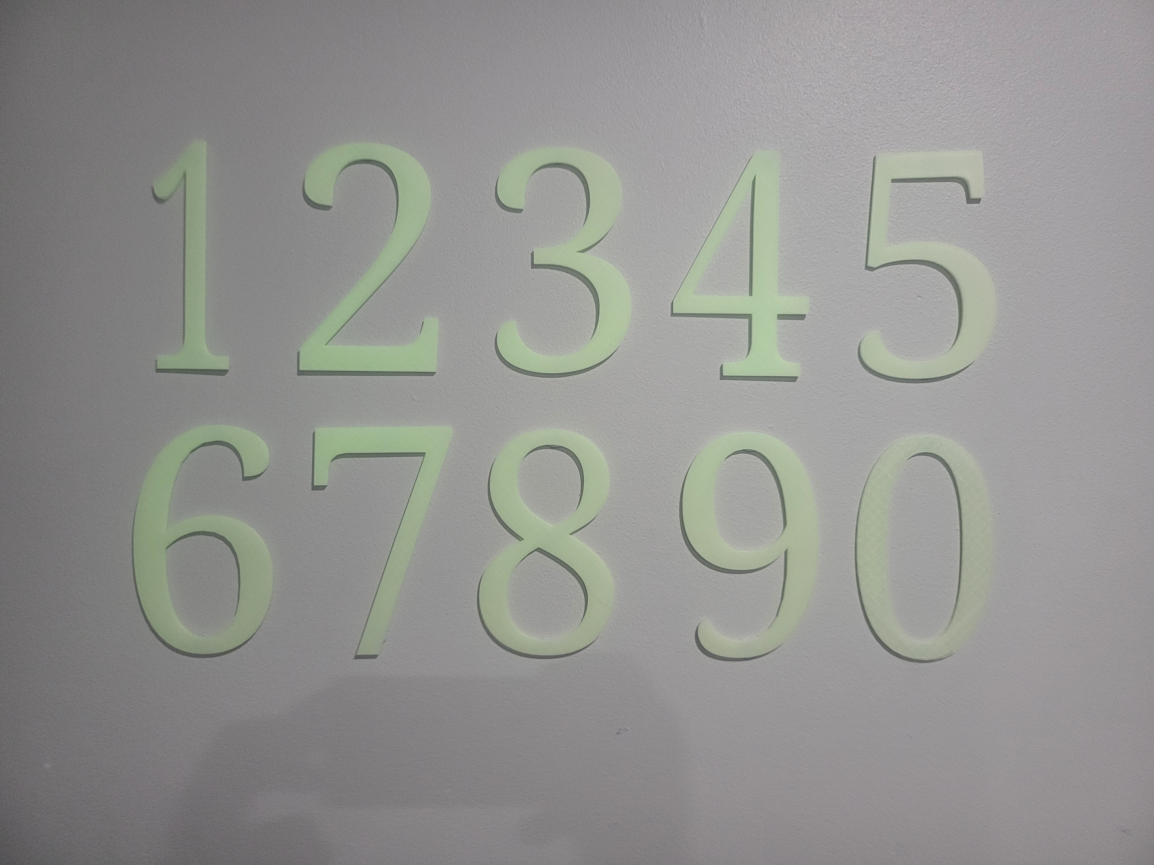 3D Printed 150mm Glow In Dark PLA House Number