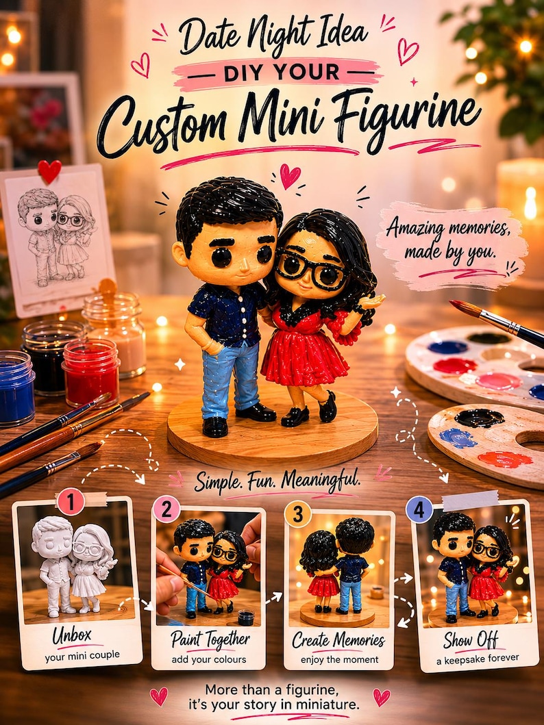 Custom Photo Mini Figure | 3D Printed Paintable Model, Couples, Friends, Family, Pets