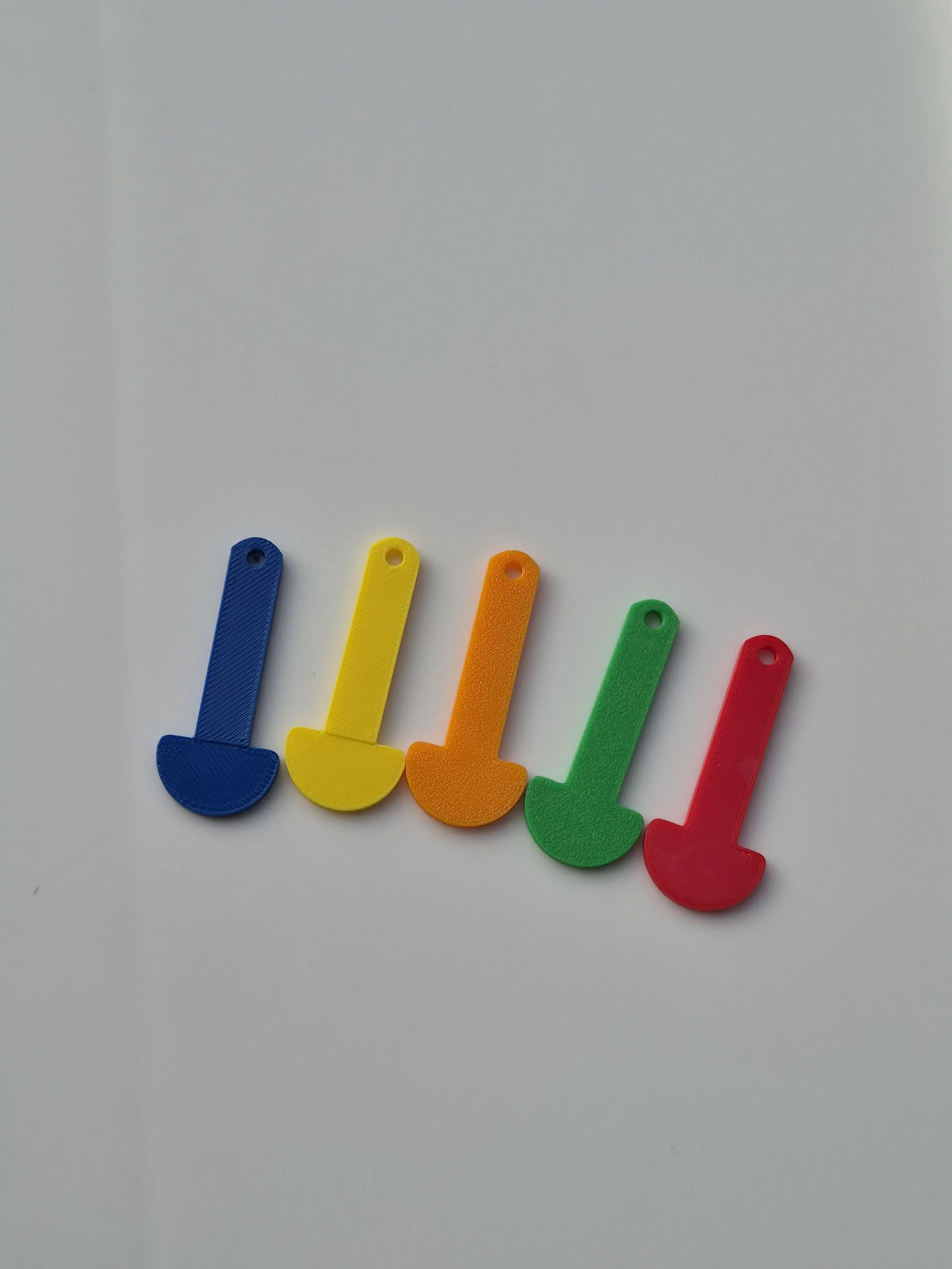 Trolley Token Set, 5 Pack 3D Printed Key in Assorted Colors