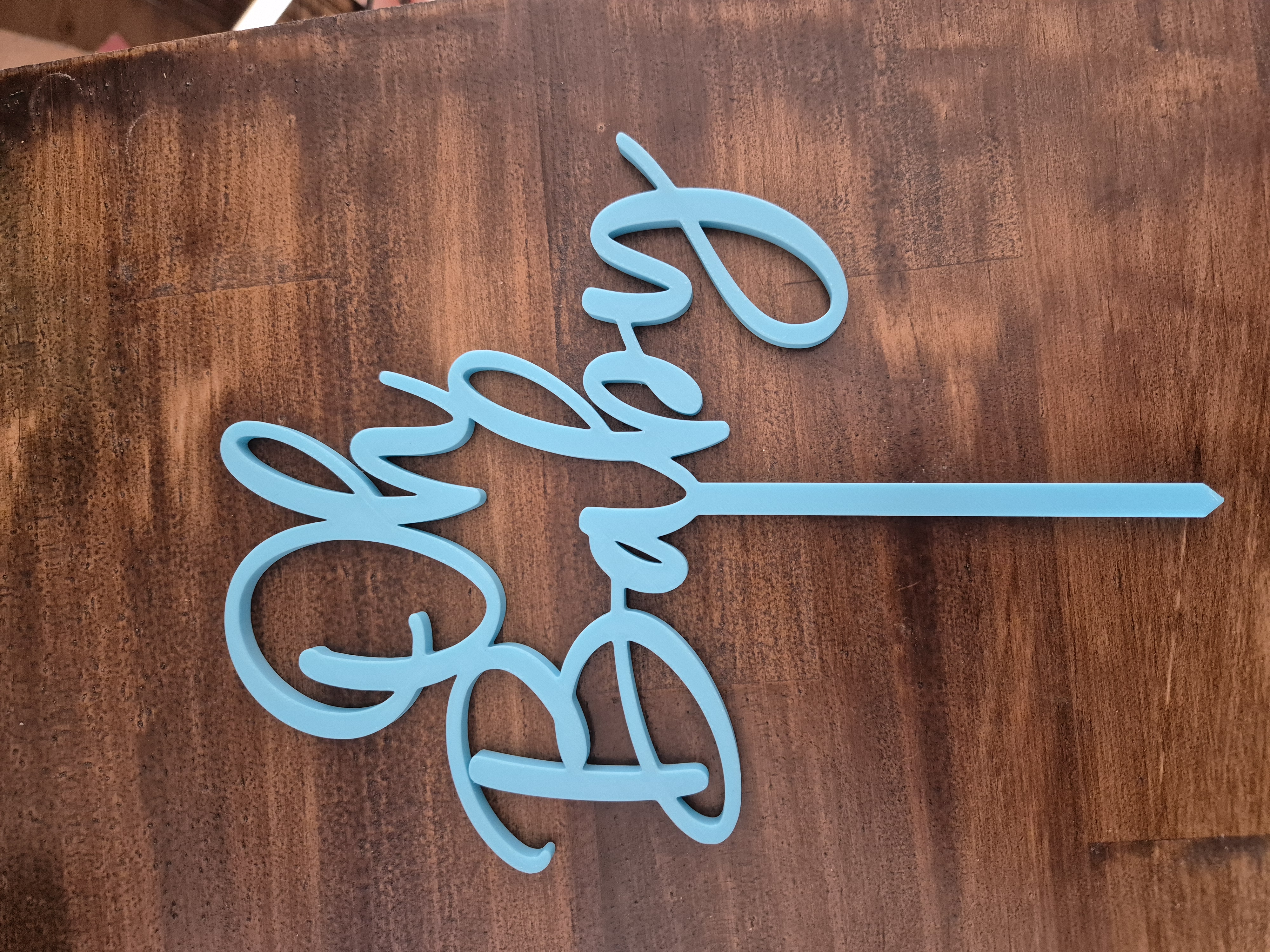 'oh Baby' 3d printed cake topper sky blue